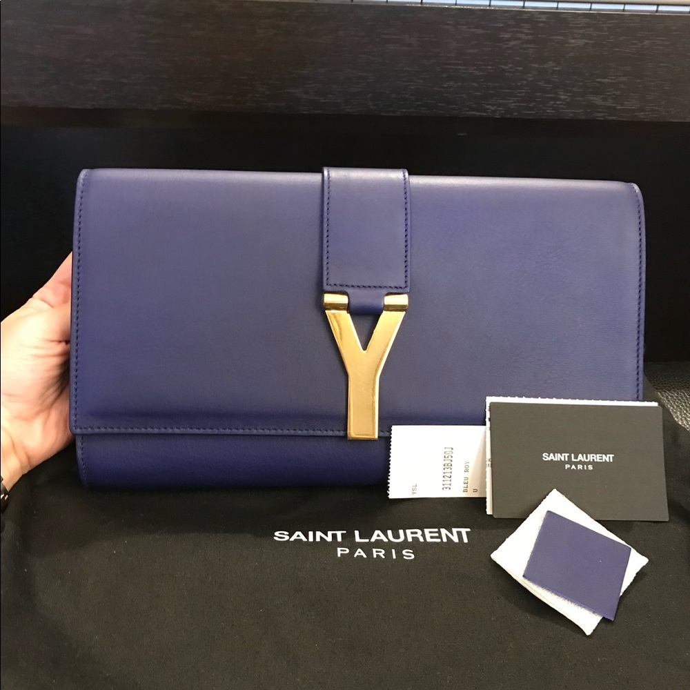 New Auth Saint Laurent Y Clutch w/GHW - Picture 1 of 7